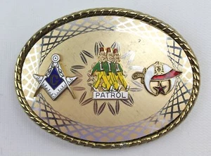 Fibbia per cintura vintage Free Mason Patrol Shriners - Foto 1 di 2