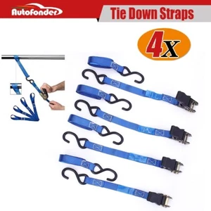 4PC Ratchet Tie Down Straps 25mm x 4.5m /LC:400KG/Trailer Truck Boat Straps - Picture 1 of 9