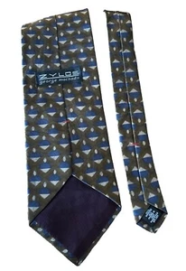 Corbata ZYLOS Marrón Azul Marfil Geométrica Seda CORBATA - Imagen 1 de 2