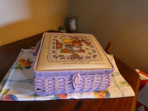 Joan Walsh Anglund Sewing Basket 1988 Filled w/ Sewing Collectibles - Picture 1 of 12
