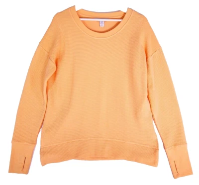 Sudadera tejida gofre de lujo Athleta Orange Coaster para mujer pequeña pequeña pequeña Foto 1 de 4