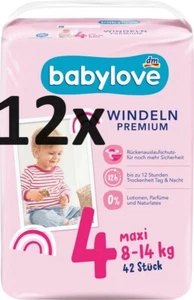 Babylove Premium Windeln 12x42=504 St. Gr. 4 Maxi 8-14kg Rückenauslaufschutz DM - Bild 1 von 4