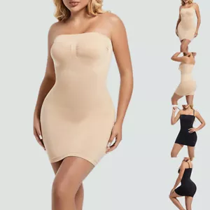 Women Shapewear Tummy Control Seamless Slip Under Dress Strapless Body Shaper US - Picture 1 of 26