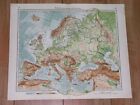 1928 VINTAGE PHYSICAL MAP OF EUROPE RUSSIA GERMANY FRANCE MOUNTAINS RIVERS
