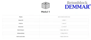 Demmel Multibloc-System® Modul 1 Betonblock Betonstein Betonstapelstein Multiblo - Bild 1 von 1