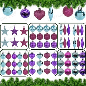 Multicoloured Hanging Christmas Baubles, Tree Decoration Ornaments, Xmas Balls - Picture 1 of 49