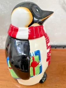 Large Penguin Holiday Cookie Jar, Free Shipping - Picture 1 of 8