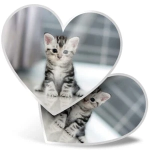 2 x Herz Aufkleber 15 cm - grau Tabby Bengal Haustier Kätzchen Tiere #8433 - Bild 1 von 8