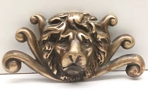 Antique Solid Brass Lion Head Door Furniture Ornament - Picture 1 of 15