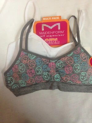 Sujetadores cortos acanalados sin costuras Maidenform para niñas 2pk - Gris S Foto 1 de 3