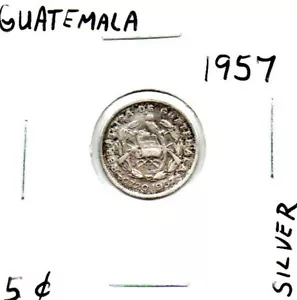 Guatemala 1957 Silver 5 Centavos Coin as pictured - Picture 1 of 6
