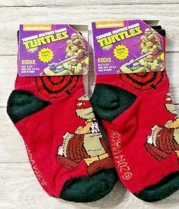 Teenage Mutant Ninja Turtles 2 pair safety toe socks boy's 5-6.5 new 