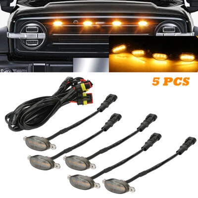 For Chevy Silverado 1500 Front Grille LED Grill Hood Running Amber Lights 5PCS Foto 1 de 4