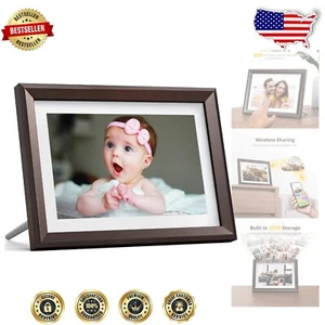 Classic 10 Brown Digital Photo Frame - Instant Wireless Sharing & Touch Screen - Picture 1 of 9