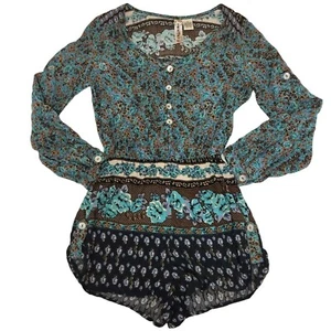 Pantalones Cortos Mimi Chica Boho Manga Larga Mameluco Botón Floral Para Mujer XS - Imagen 1 de 12