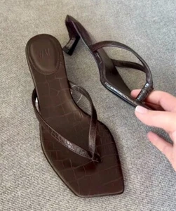 H&M : Dark Brown Kitten-Heeled Sandals : 1281581002 : ALL SIZES - Picture 1 of 5