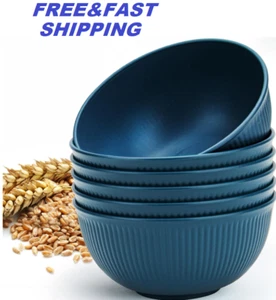 Unbreakable Cereal Bowls 24 Oz Plastic Bowls Reusable Light Weight Bowl Set of 6 - Picture 1 of 7