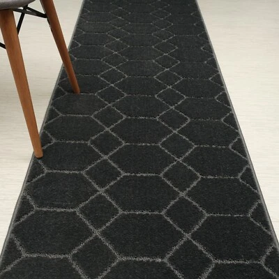 ORFA Hall Runner Rug, Non Skid, 31 Wide X Your Choice of Length, Anthracite Grey