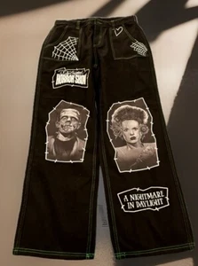 Universal Monsters NWT Hot Topic Frankenstein&Bride Creepy Baggy Jeans Sz 7 - Picture 1 of 24