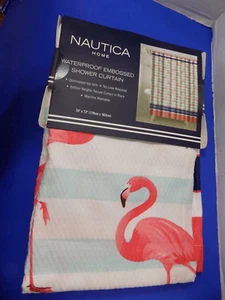 NEW Nautica Flamingo Shower Curtain Set Florida Fabric Nautical - Picture 1 of 6