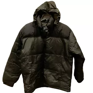 XL STEVE & BARRYS JACKET MEN Down PUFFER COAT HOOD ZIP POCKET GRAY Black Ski - Picture 1 of 9