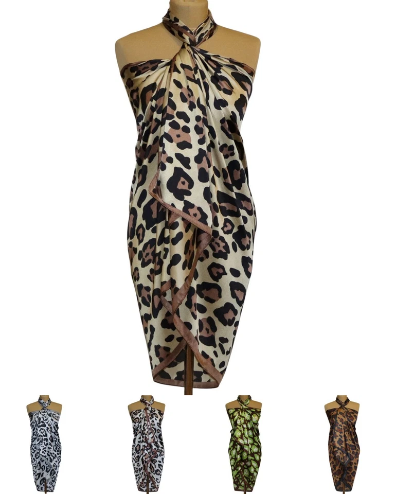 MARKENLOS Pareo Schal Leopard Wendeschal Wickeltuch Sarong Tuch Strandtuch S.s 48