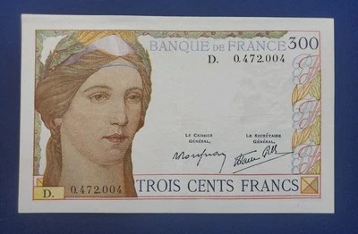 Francia 300 Francos P87 1938 Moneda Francesa Extremadamente Fina HERMOSA RARA Foto 1 de 4