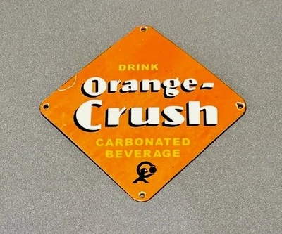 DE COLECCIÓN 17” NARANJA CRUSH SODA COLA PORCELANA LETRERO COCHE GASÓLEO CAMIÓN MOTOCICLETA Foto 1 de 2