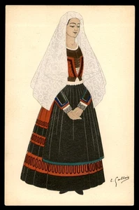 Postcard Spanish Costume Illustration, Art, France - Picture 1 of 2