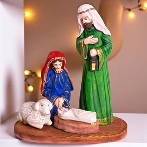 Belén Madera Tallado a Mano 10", Hecho a Mano Navidad Decoración Hogar - Imagen 1 de 15