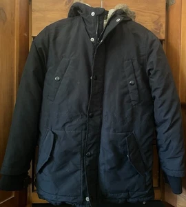 Antiguo Abrigo Azul Marino Forrado Sherpa Chaqueta de Invierno Con Capucha Piel Sintética Azul Marino Niños 10-12. - Imagen 1 de 14