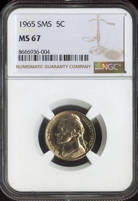 1965 Jefferson Nickel NGC MS67 SMS Quality - Image 1 of 2
