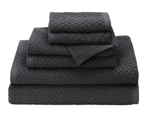 Waffle 6 Piece Towel Set - 100% Cotton - 2 Oversized Luxury Euro Spa Waffle W... - Picture 1 of 9