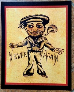antique 1920s tom berg san francisco sailor never again tattoo flash 8x10 print - Picture 1 of 1