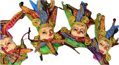 Vintage Ceramic Painted Mardi Gras Mask Jester New Orleans Ornament Collection - Image 1 of 4