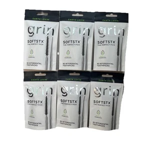 6er Pack Grin Charcoal Infused Softstx, sanfte Zahnstocher, 90 Stück - Bild 1 von 1