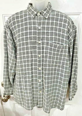 Vintage Men's CZ Basics Baby Blue Black Houndstooth Long Sleeve Shirt Size L - Image 1 of 4
