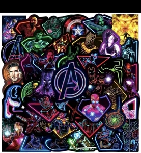 100Pcs Noctilucent Avengers Stickers Cool Waterproof Marvel Multicolor  - Picture 1 of 3