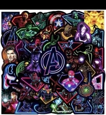 100Pcs Noctilucent Avengers Stickers Cool Waterproof Marvel Multicolor  - Image 1 of 3