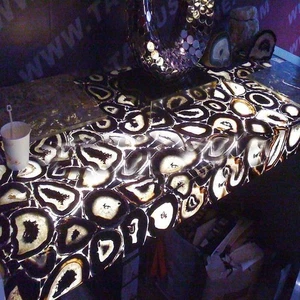 30"x12" Black Geode Agate Console Slab Top, Black Agate Countertop Slab Decor - Picture 1 of 6