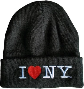 I Love NY Heart Winter Hat Beanie Skull Cap Officially Licensed Black - Imagen 1 de 1
