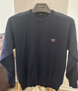 Paul & Shark Yachting Wool Blend Elbow Patches Sweater Italy NAVY Mens Large - Picture 1 of 6