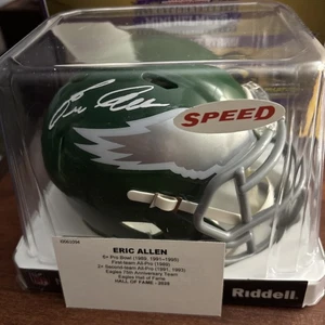 Casco Eric Allen autografato Philadelphia Eagles Mini Speed HOF 2025 - Foto 1 di 5