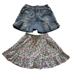 Bundle of 2 Girls Size Medium Skort Denim & Fruit Print Skirt - Picture 1 of 8