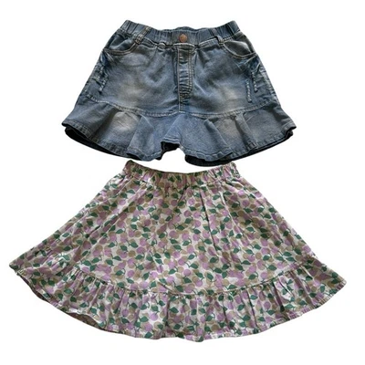 Bundle of 2 Girls Size Medium Skort Denim & Fruit Print Skirt - Image 1 of 4