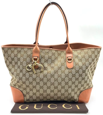 Auténtico bolso de mano Gucci Heart-Bit GG de lona de cuero beige salmón 269956 con D 1-0184448 Foto 1 de 4
