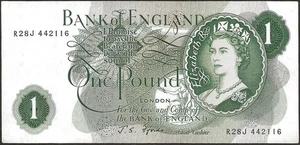 UK - bank note Of 1 Pound 15-02-1967 Signature Fforde R J Extremely fine B.305 - Picture 1 of 2