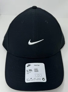 Nike Dri Fit Rise Club Black White Swoosh Cap Hat Unisex L/XL Adult FV5563 010 - Picture 1 of 7