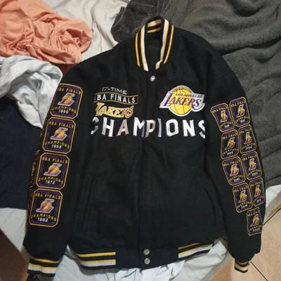 NBA Finals Champions Los Angeles Lakers Wool Reversible Jacket Embroidered sz L - Image 1 of 4