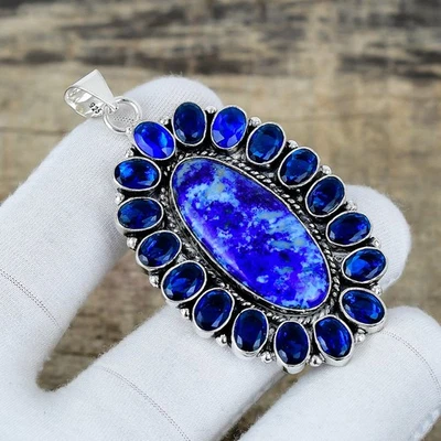 Lapislazzuli Gemma Artigianale 925 Argento Sterling Ciondolo Gioielli Regalo Per - Immagine 1 di 4